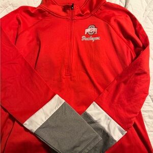 Ohio State Women's Red and Gray Pullover Hoodie